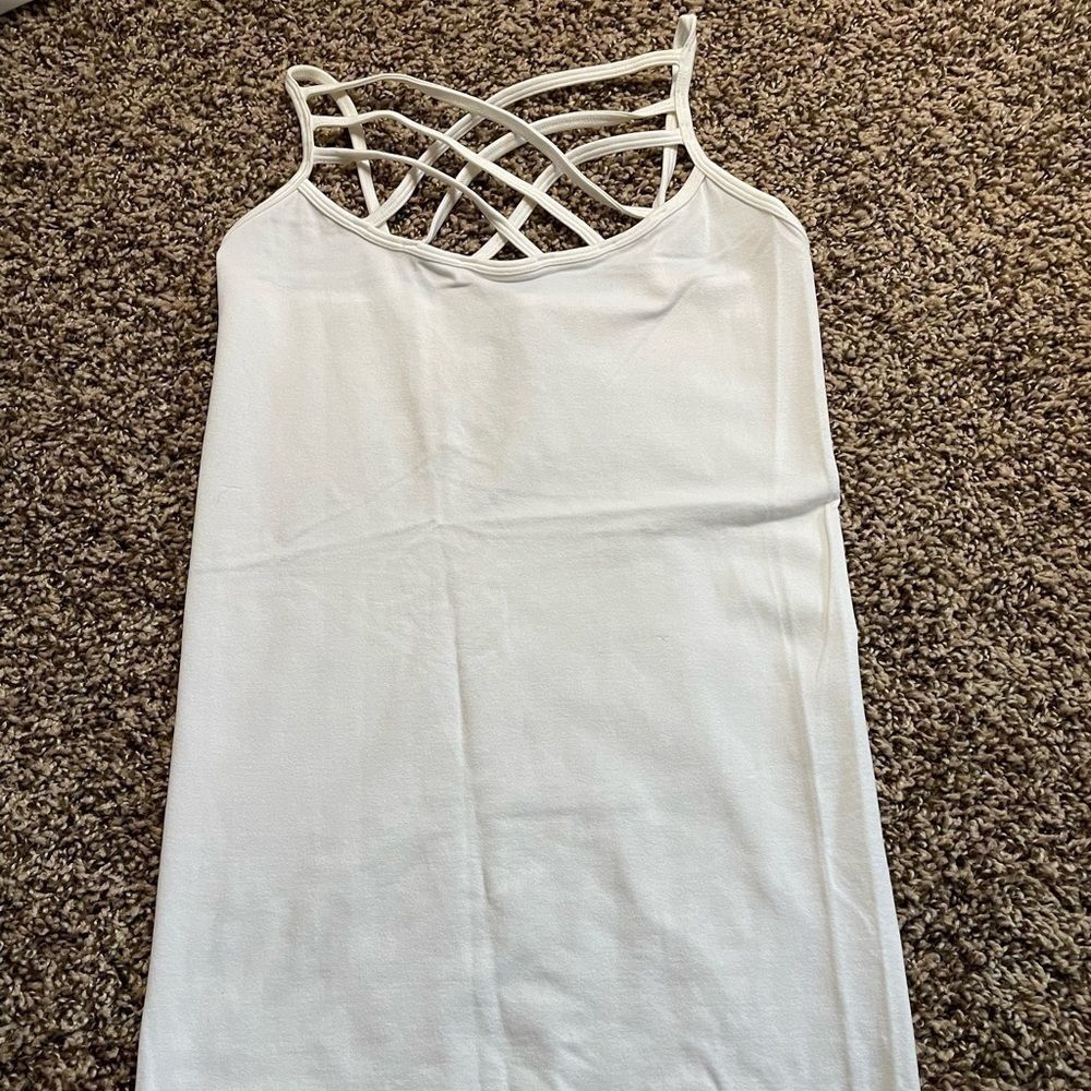 Zenana Outfitters S/M white crisscross cami